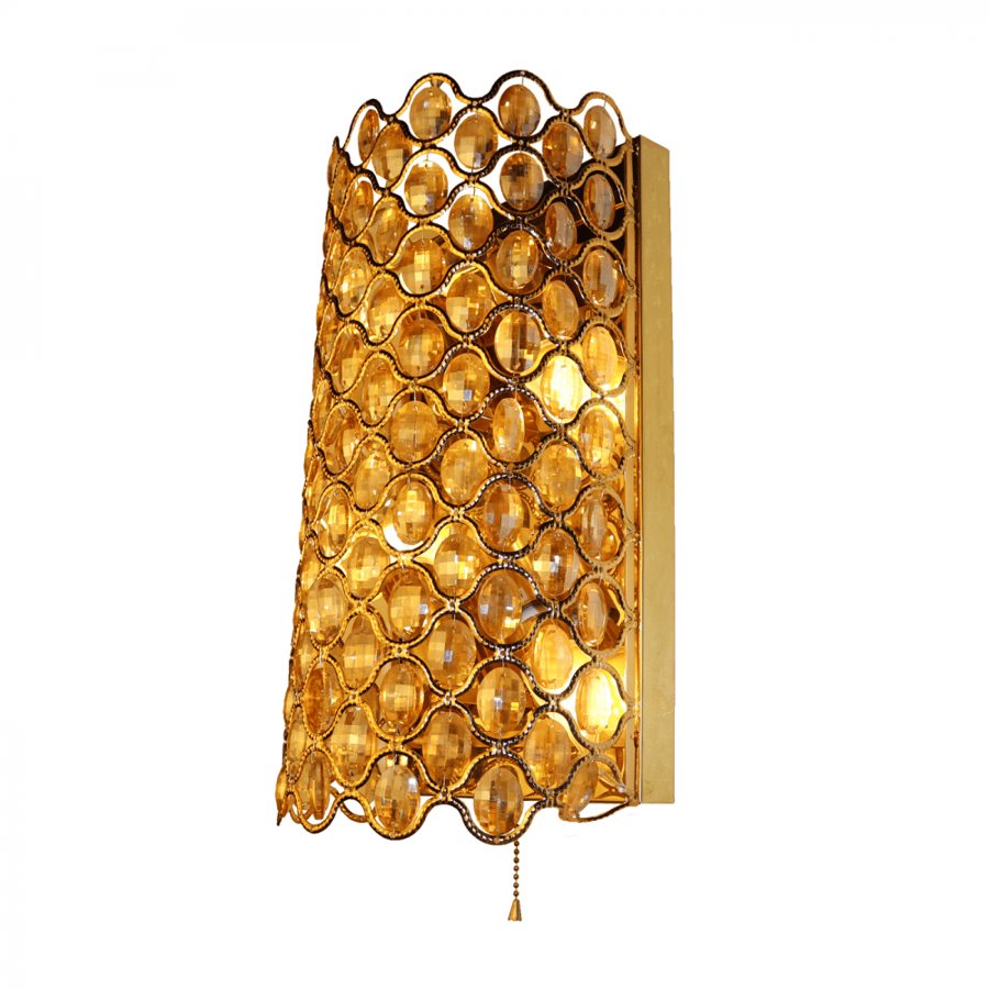 Golden chrome crystal wall decoration for luxurious artistic decor