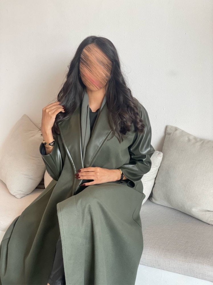 Soft olive fabric + olive leather