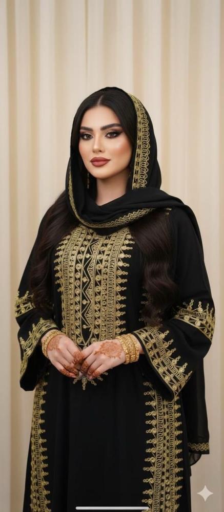 جلابيه ميعاد كويتي كريب مع طرحه