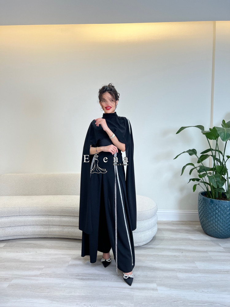 Black jumpsuit with crystal