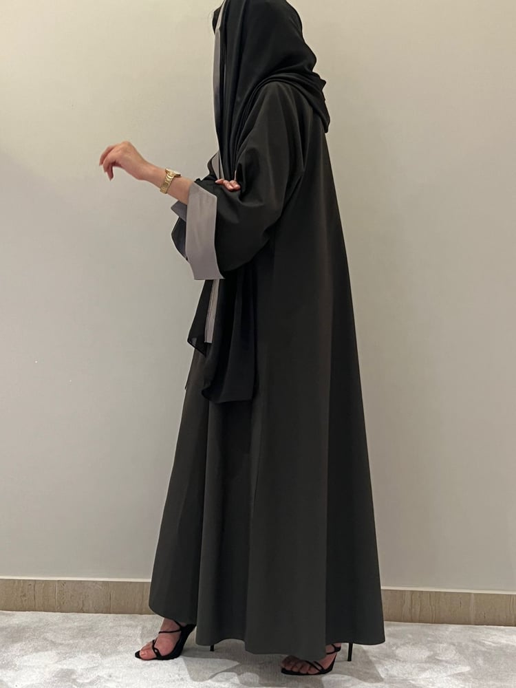 بلايزر كتان لون زيتي مع اكمام تفته كوري اخضر فاتح