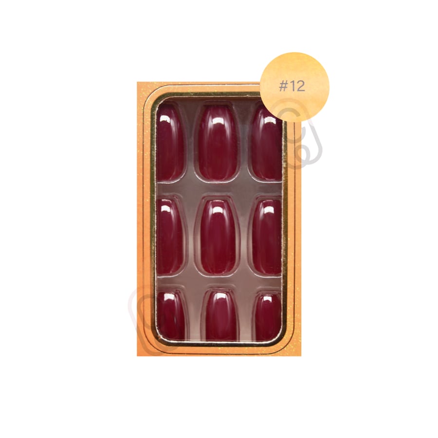 GLTIZ PETITE NAILS COFFIN SHAPE 24PCS DARK RED NO#12