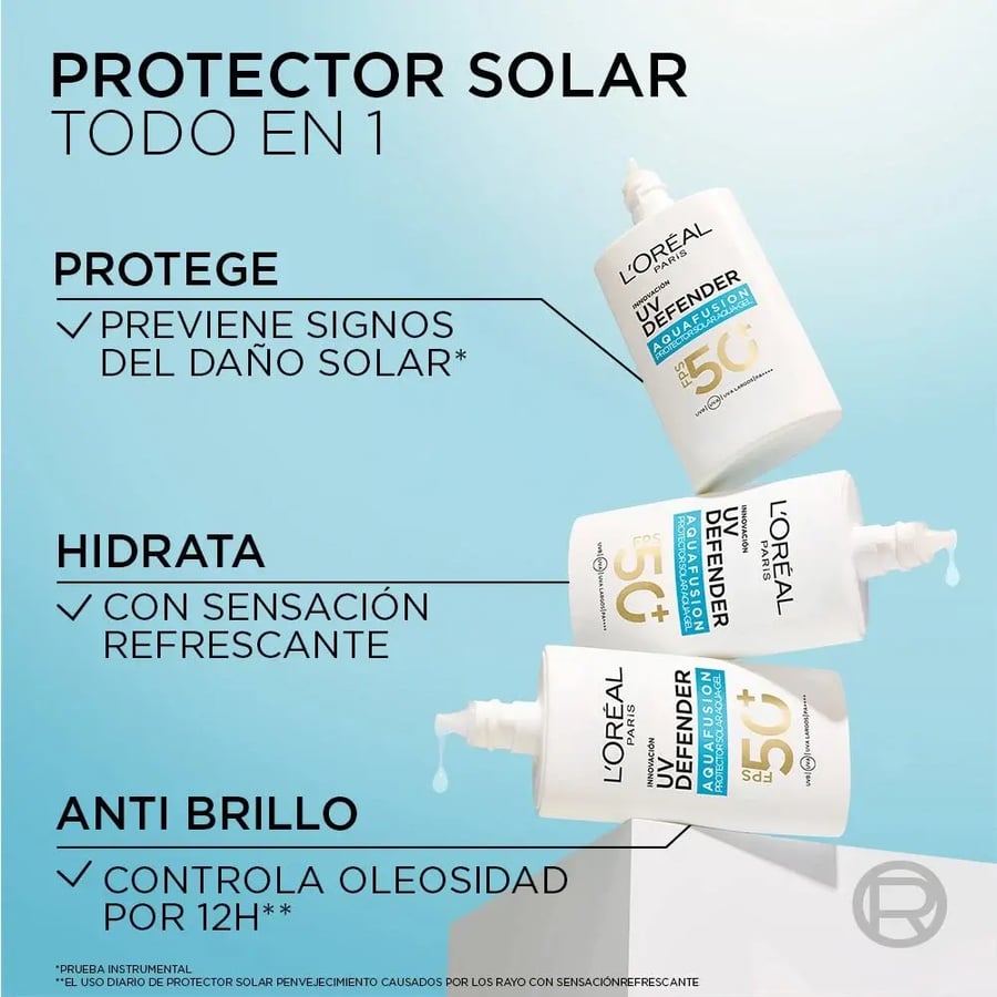لوريال باريس يوفي ديفندر SPF50+ اكوا فيوجين واقي شمس جل مائي يومي 50مل