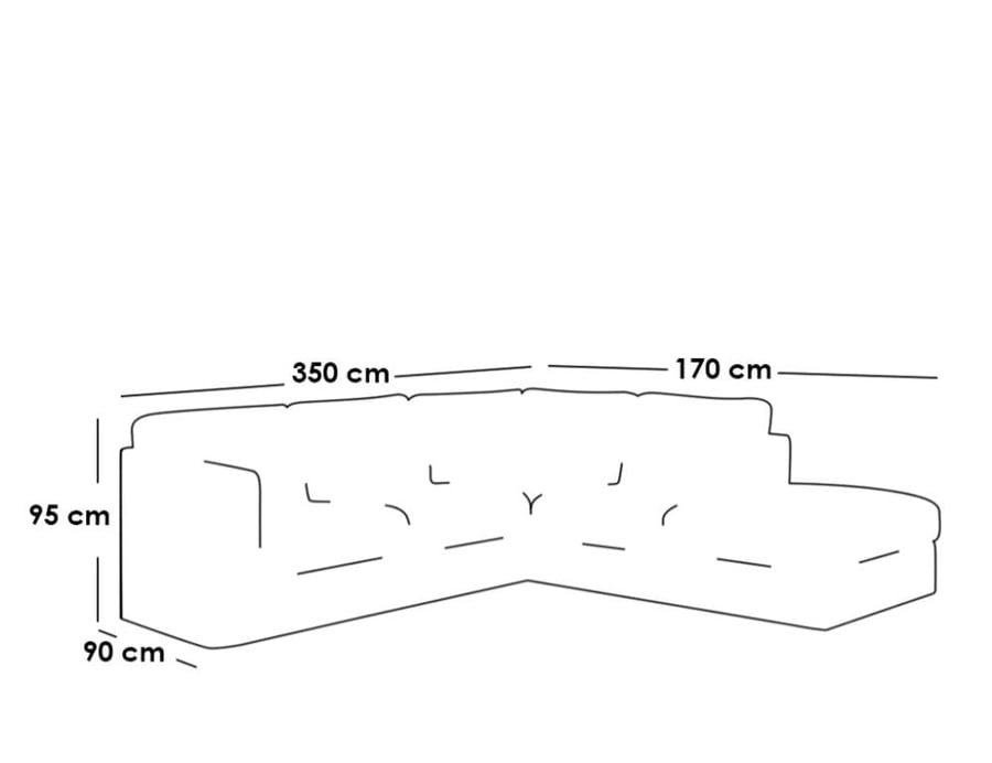 كنبة زاوية 350×170×95×90 - أزرق