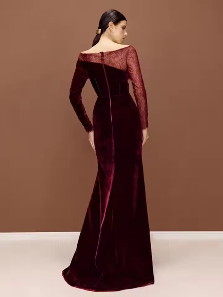 فستان سهره عنابي A4
