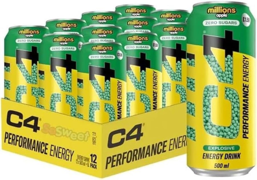 سي فور مشروب-مشروب طاقة-نكهة التفاح-apple flavor-c4 energy drink