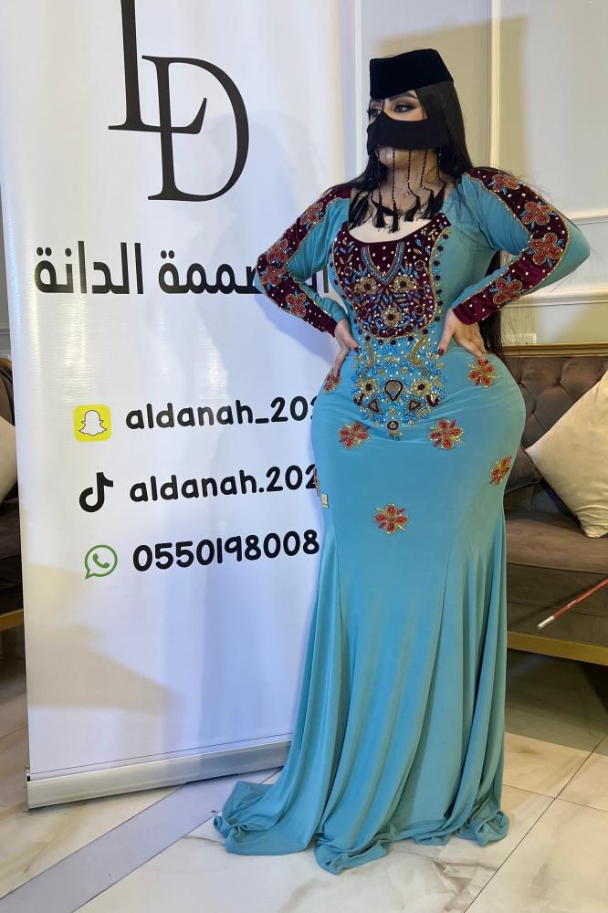 فستان شك يدوي سماوي