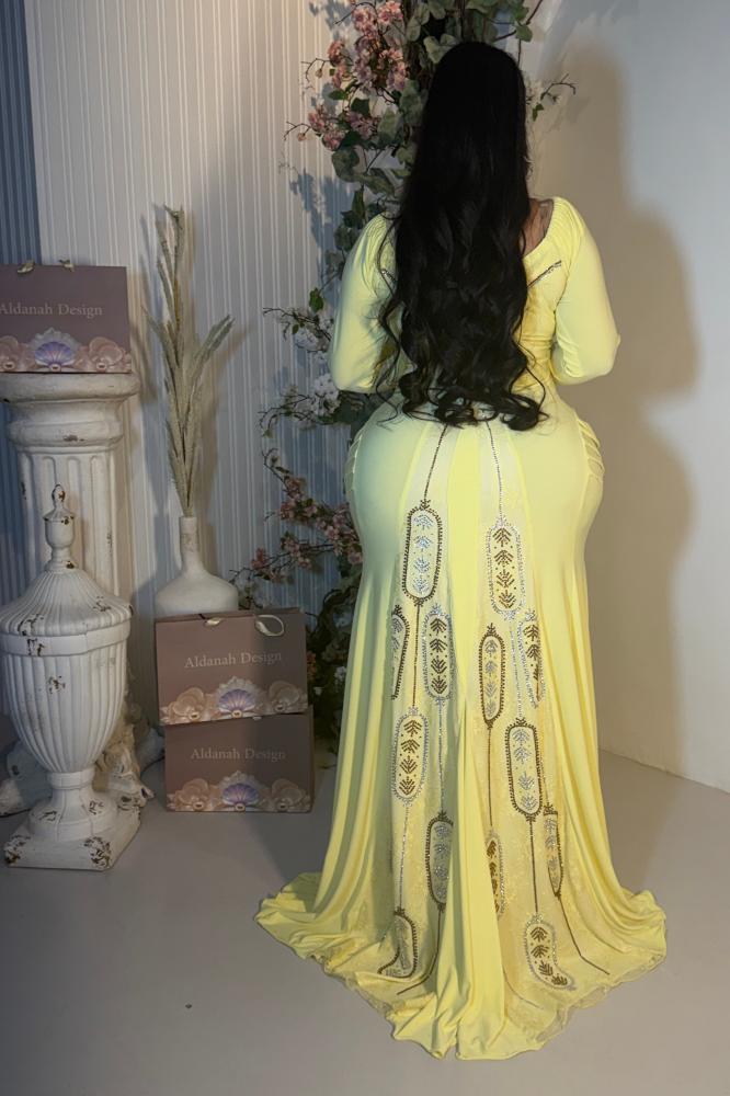 فستان اصفر كريستال