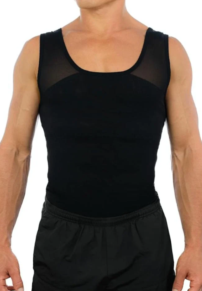 قميص مشد ضاغط للرجال استيم اباريل مهوّى من Polyester-Elastane أسود