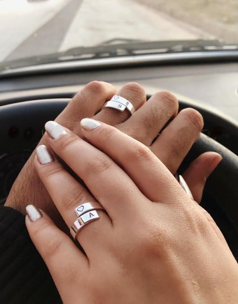طقم خاتم حرفك مع حرف من تحب