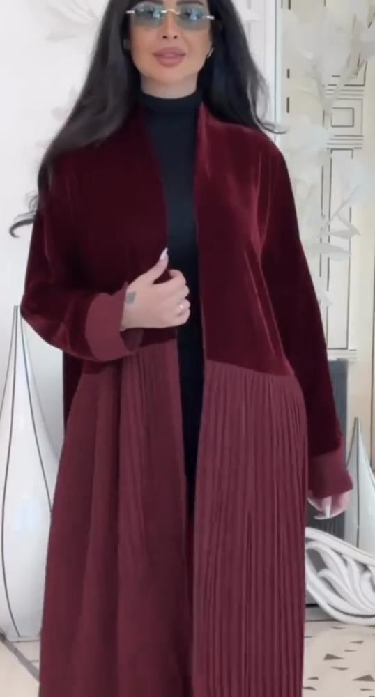 عباية شتوية مخمل عنابي ملكي