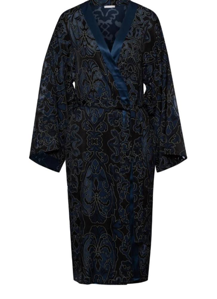 HANRO-Marlene Satin Trim Sheer Damask Kimono