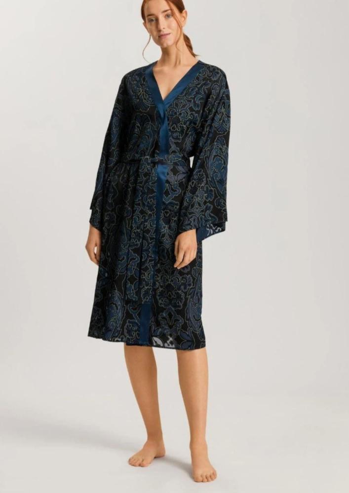 HANRO-Marlene Satin Trim Sheer Damask Kimono