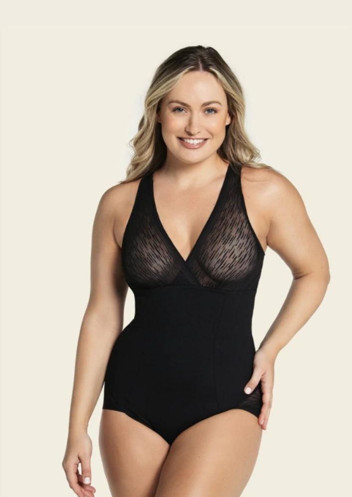 Leonisa - Sheer Boldly Sheer Stripe Detail Sculpting Bodysuit