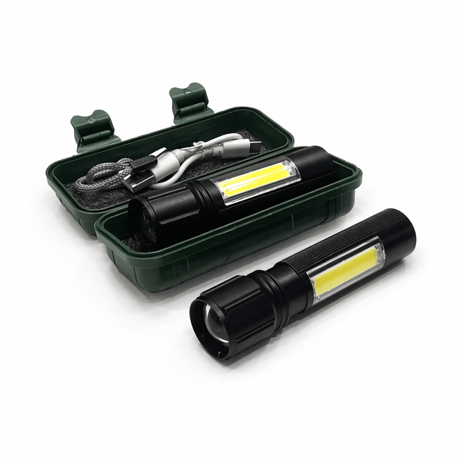 كشاف يدوي بلاستيك أسود LED