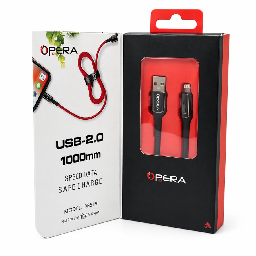 كابل شحن ومزامنة USB-2.0 أسود