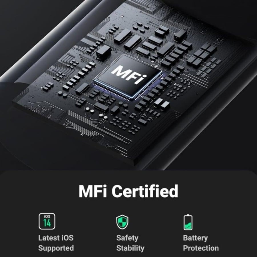 شريحة MFi معتمدة داخل سلك شاحن ايفون تايب سي يوجرين