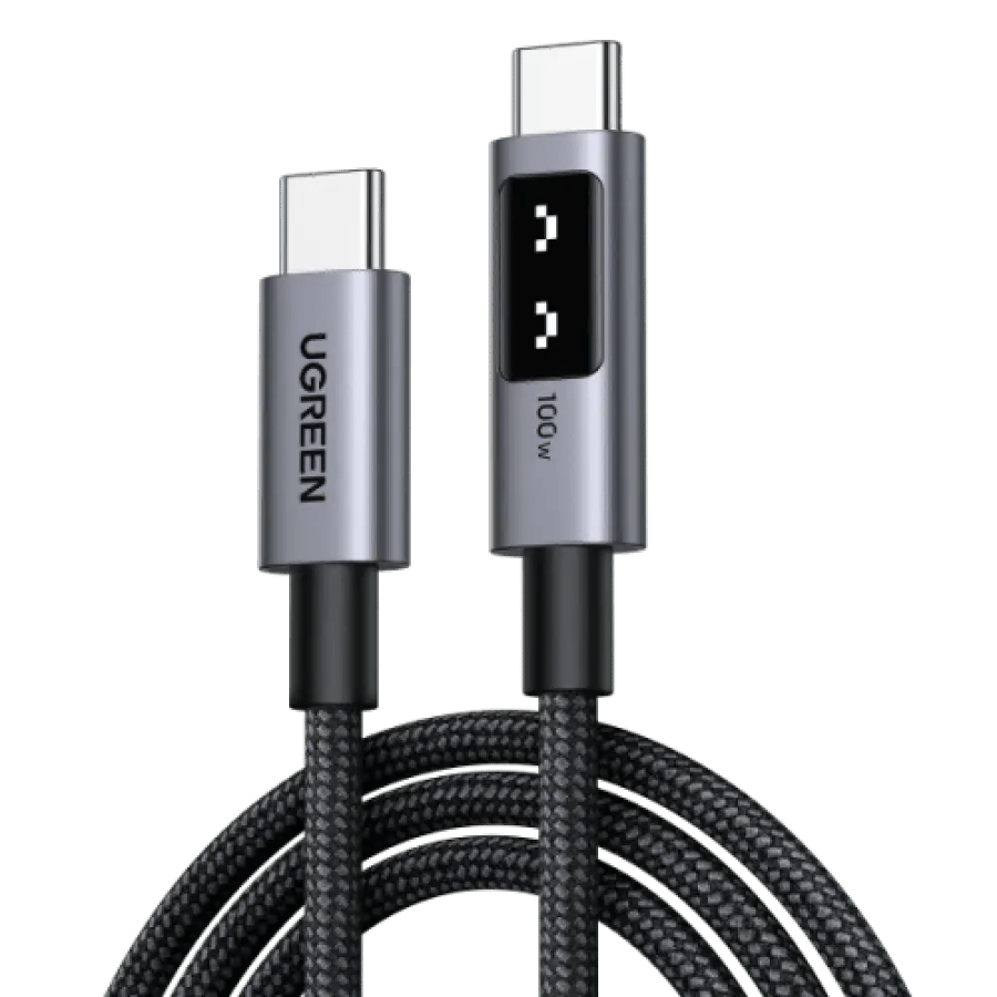 يوجرين سلك شاحن Uno من USB C الى USB C بطول 1 م وبقوة 100 واط أسود
