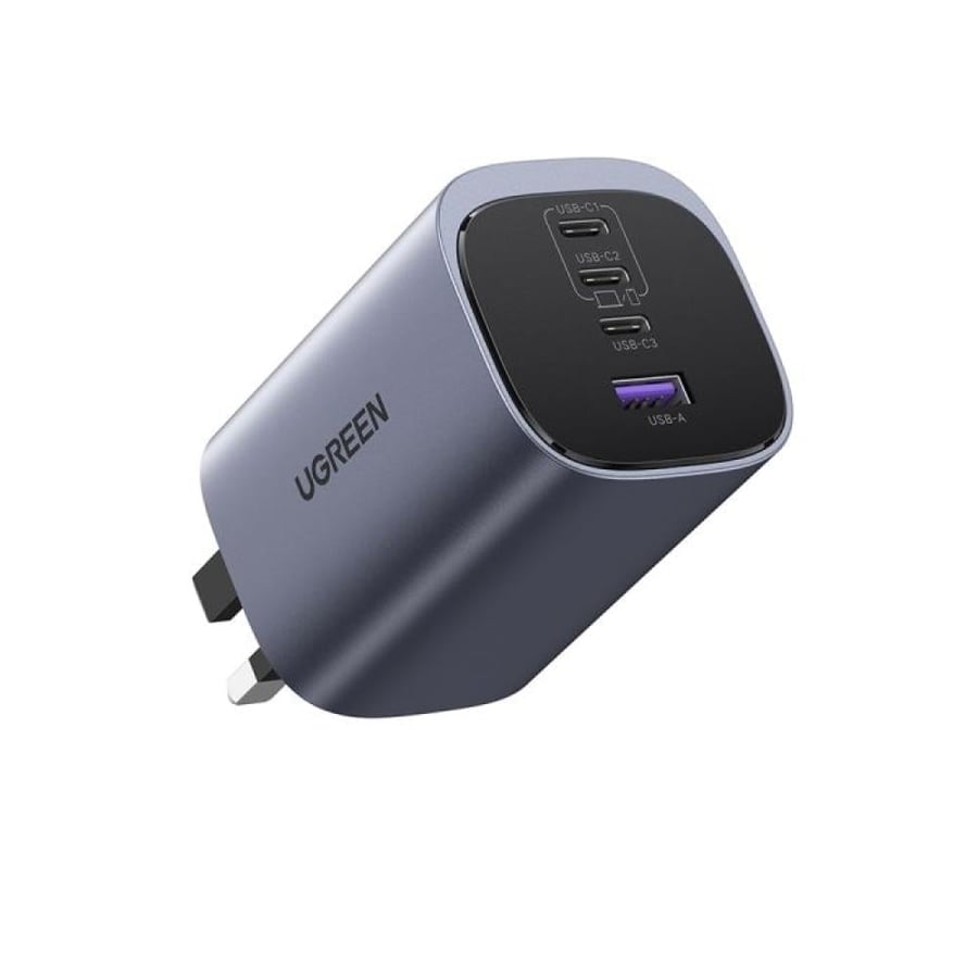 يوجرين شاحن جداري نيكسود S بقوة 100 واط بتقنية GaN بثلاث منافذ USB C ومنفذ USB رمادي
