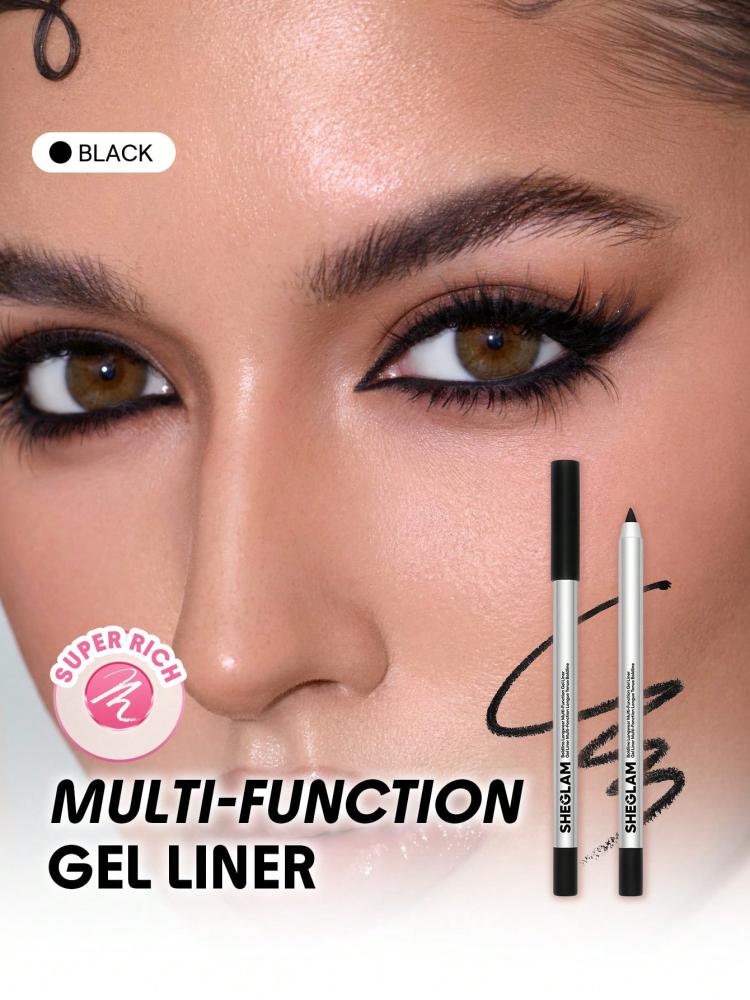 SHEGLAM Boldline محدد عيون جل متعدد الوظائف طويل الأمد-Black محدد كحل علامة تجارية جمال مكياج ميكب مستحضرات تجميل للنساء الفتيات مثالي لفصل الصيف الربيع مثالي ل- Y2K أزياء أنيقة عيد الأم هدية حفلة جاهز أفضل لون