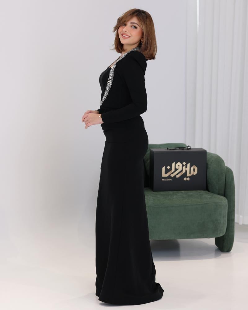 فستان سهره كريب مع تطريز
