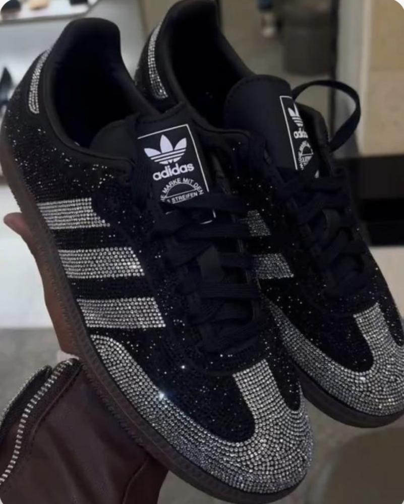 شوز Adidas Samba OG Rhinestone الأسود المزين بالكريستال موديل 19052