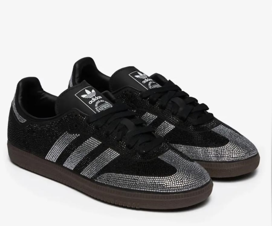 شوز Adidas Samba OG Rhinestone الأسود المزين بالكريستال موديل 19052