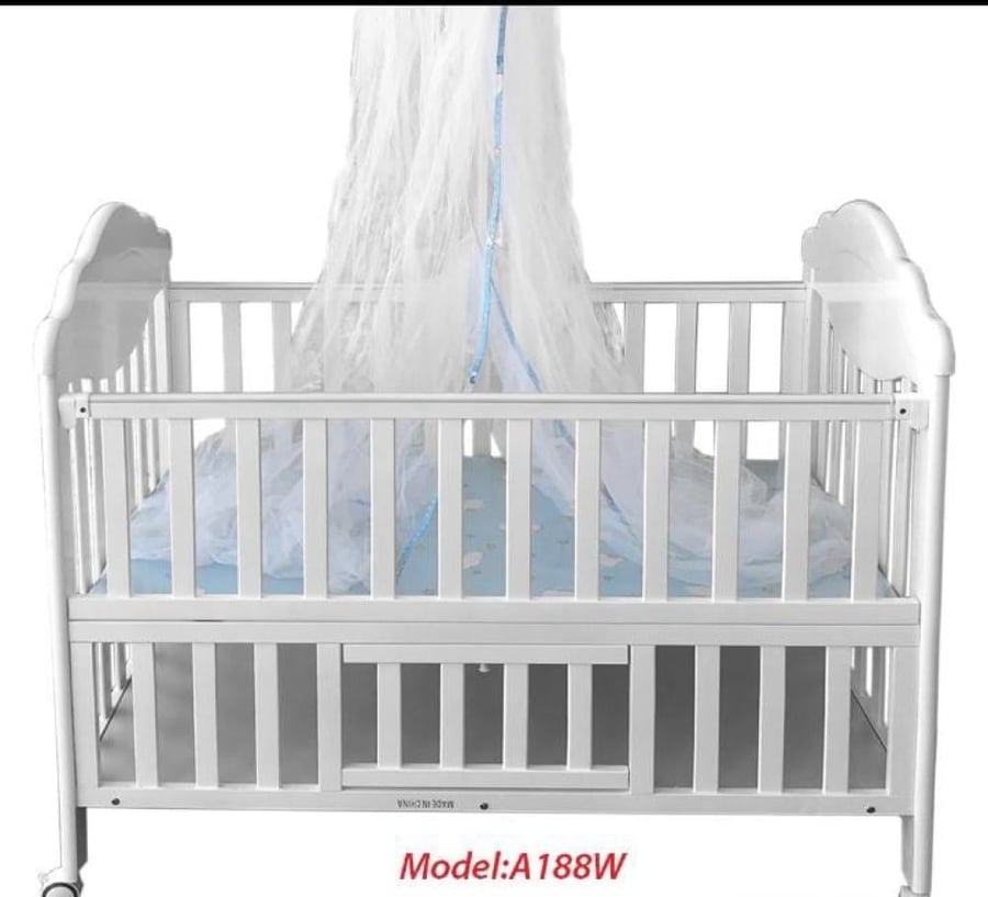 Crib bed 120*70 with side-opening door and clothing storage