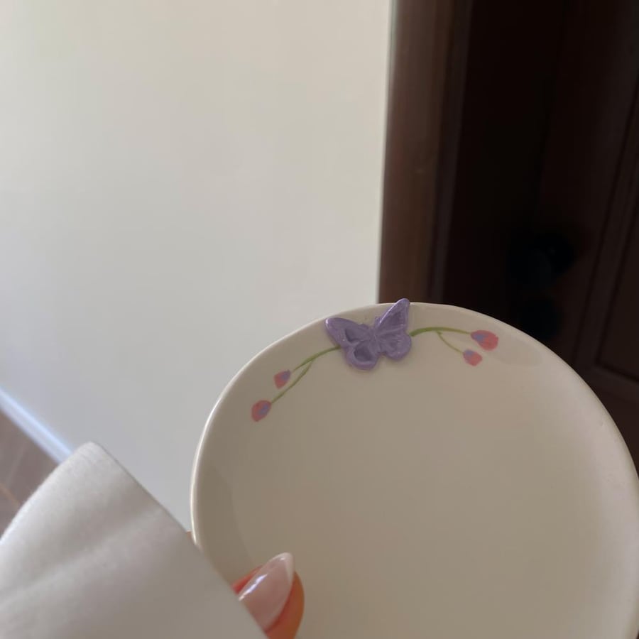 كوب فراشة بنفسجية- صحن