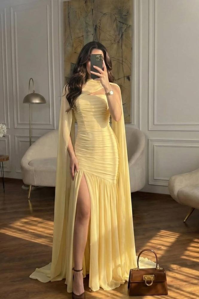 فستان شيفون جورجيت المزين بالكسرات