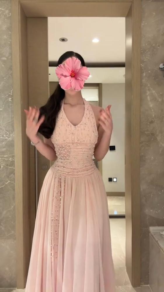 فستان سهره شيفون جورجيت المزين بالتطريز
