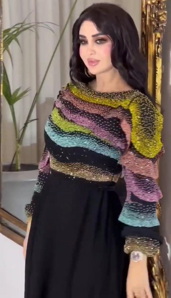 Evening dress crepe decorated with embroidery