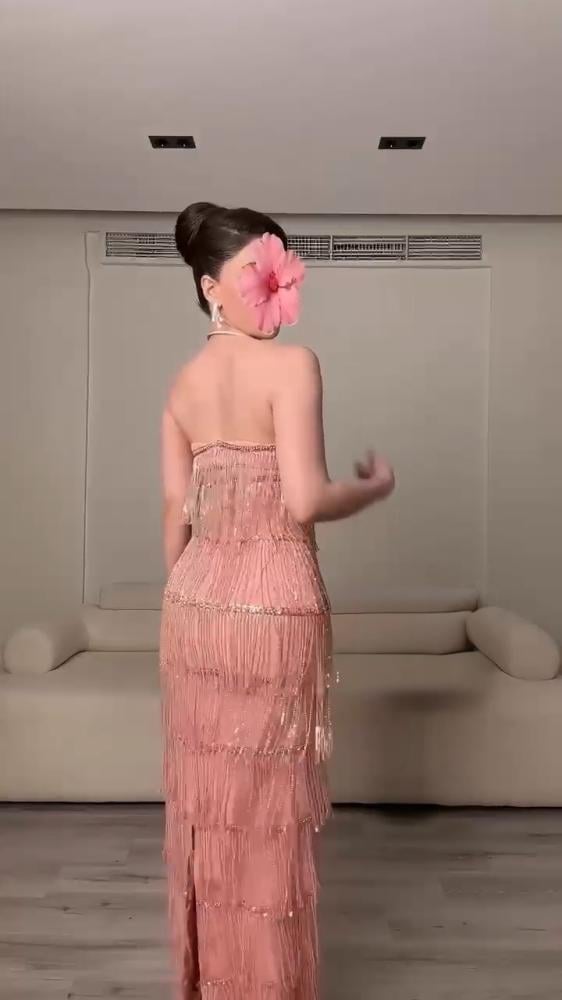 فستان سهره فخم سلاسل خرز بطانه باربي