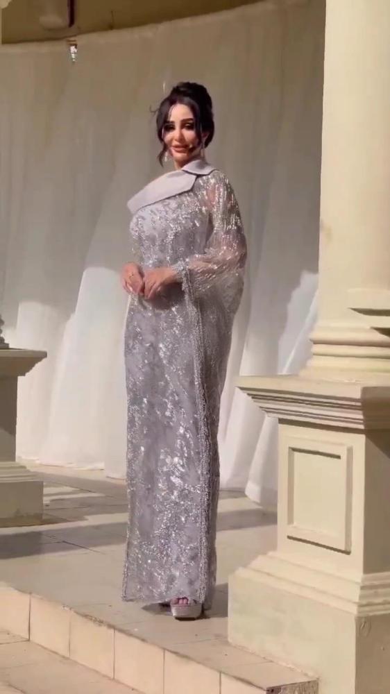 فستان سهره شك المزين بالهدب مبطن تفته ناعمه
