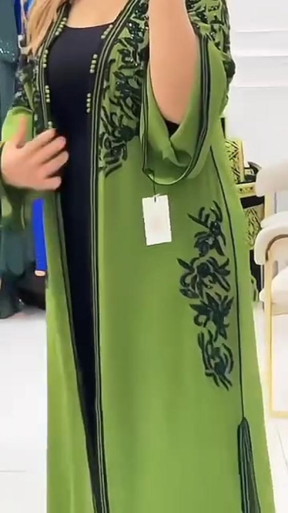جلابيه تفته المزين بتطريز كمبيوتر  بطانه كريب استرتش