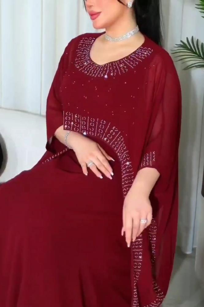 فستان شيفون جورجيت المزين بالتطريز اليدوي