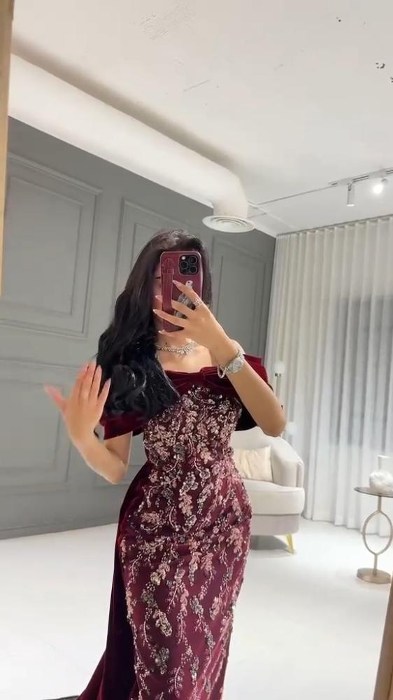 فستان سهره ميكادو المزين بالقماش سهره خرز