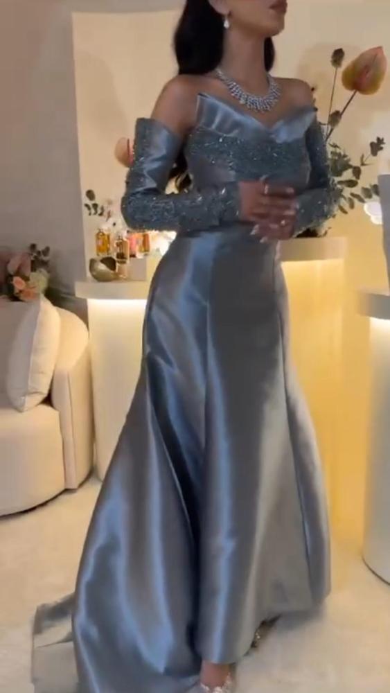 فستان سهره ميكادو المزين بالتطريز الأنيق
