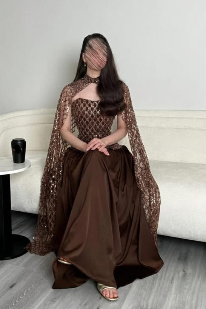 فستان سهره تفته حرير لمعه قماش سهره راقي