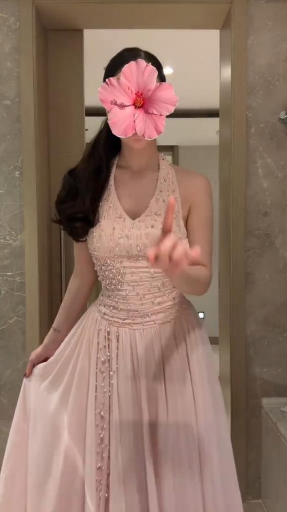 فستان سهره شيفون جورجيت المزين بالتطريز