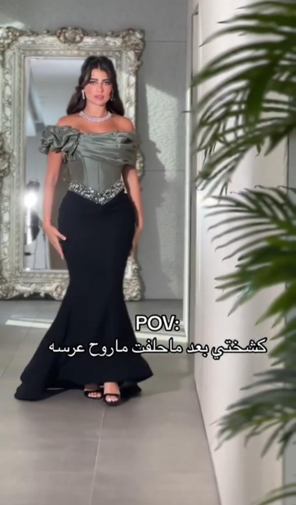 فستان سهره باربي والصدر شانطون المزين بالتطريز اليدوي