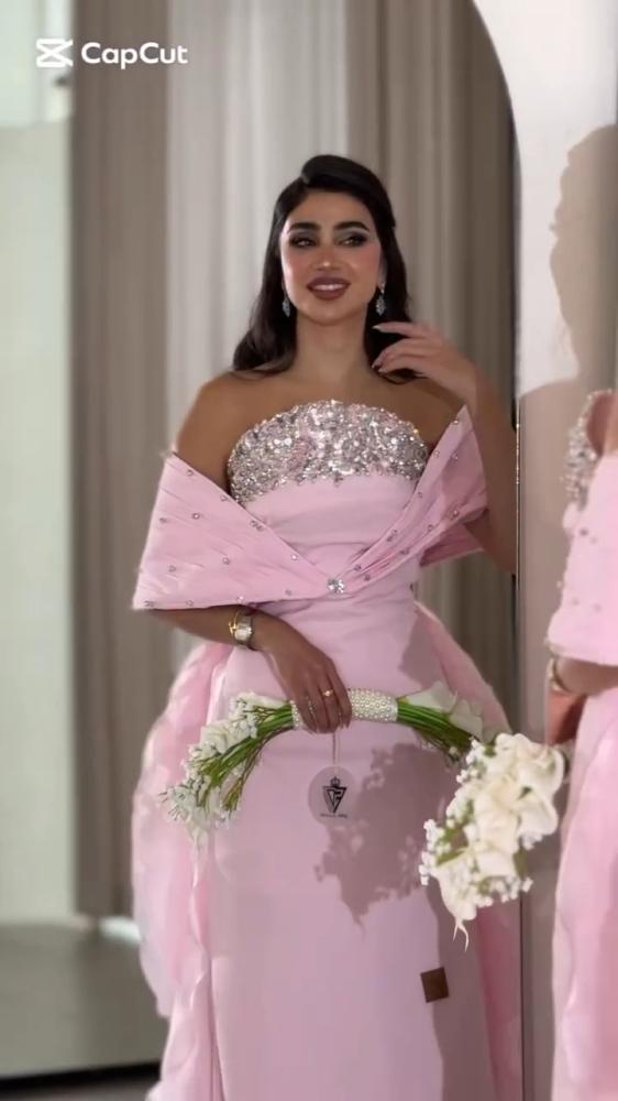 فستان سهره باربي المزين بالتطريز اليدوي ذيل جازار
