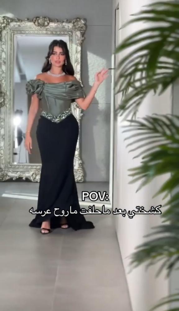فستان سهره باربي والصدر شانطون المزين بالتطريز اليدوي