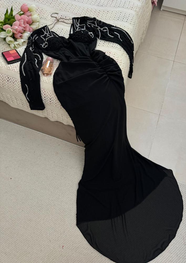فستان شيفون جورجيت المزين بالتطريز