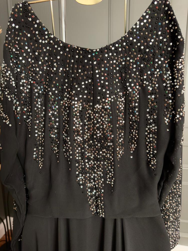 Chiffon Georgette dress decorated with embroidery and rhinestones