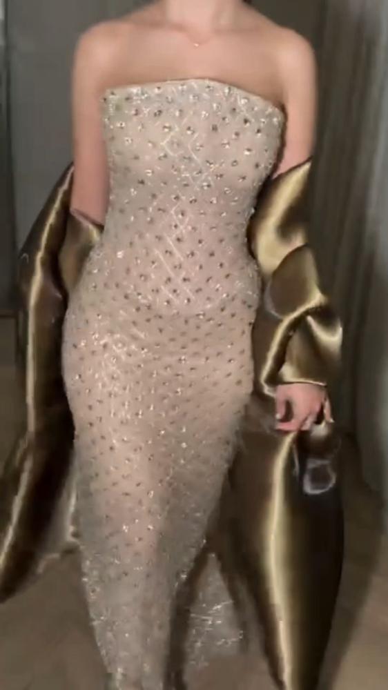 فستان سهره خرز ذيل ميكادو