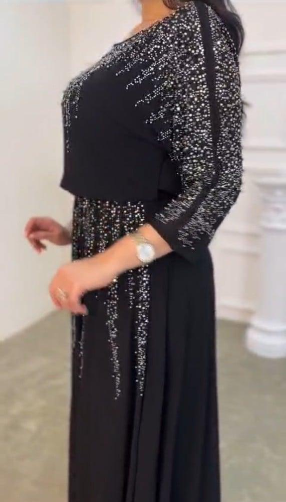 Chiffon Georgette dress decorated with embroidery and rhinestones