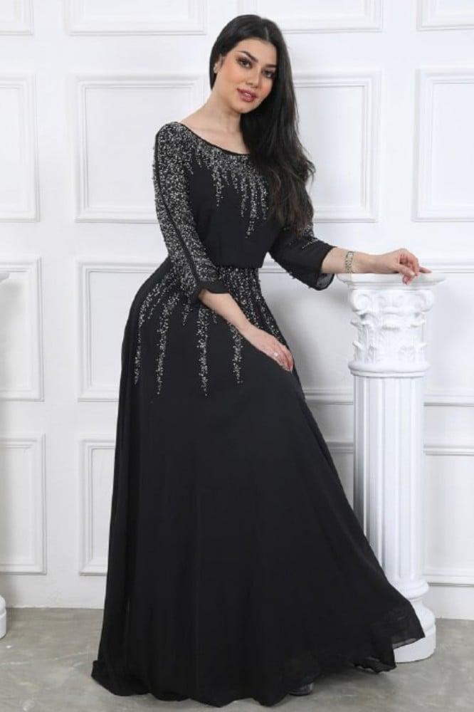 Chiffon Georgette dress decorated with embroidery and rhinestones
