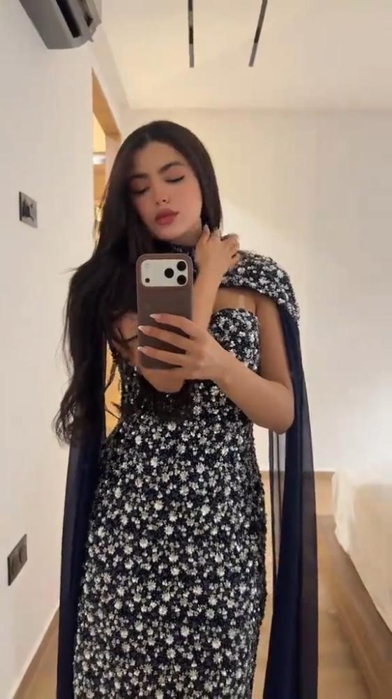 فستان سهره خرز بطانه تفته وشيفون جورجيت