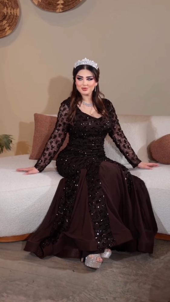 فستان سهره دانتيل سهره وشيفون جورجيت